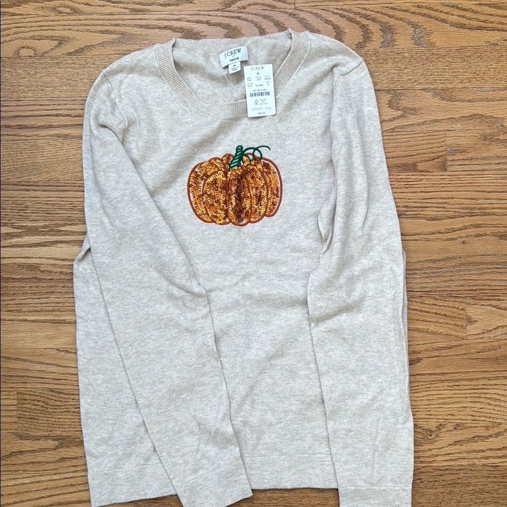 Cream Sweater with Pumpkin Design